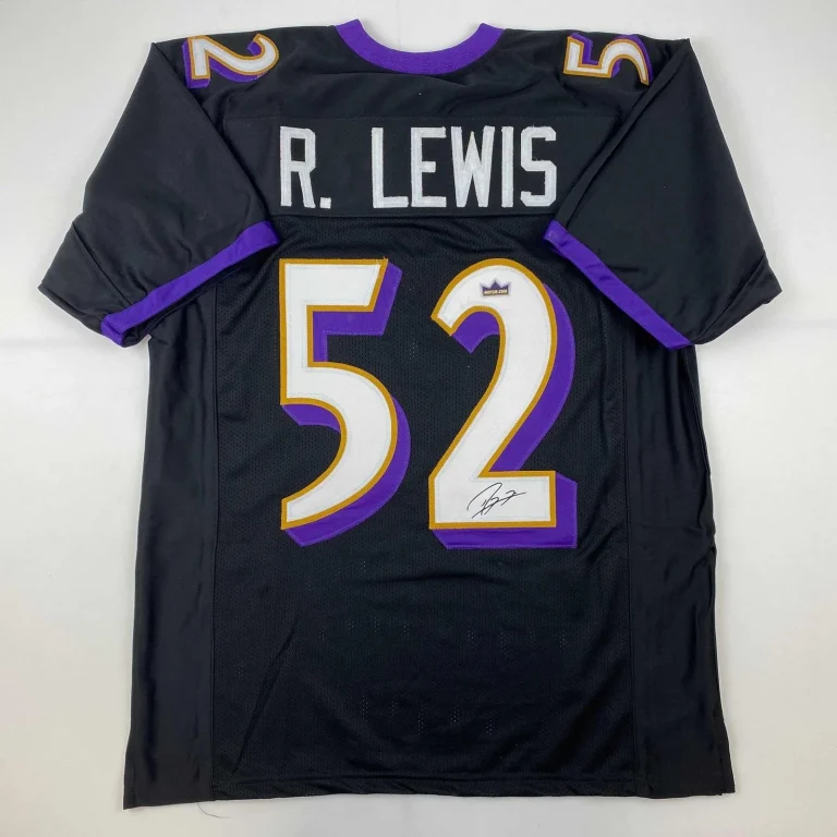 Facsimile Autographed Ray Lewis Baltimore Black Jersey Size Men's XL