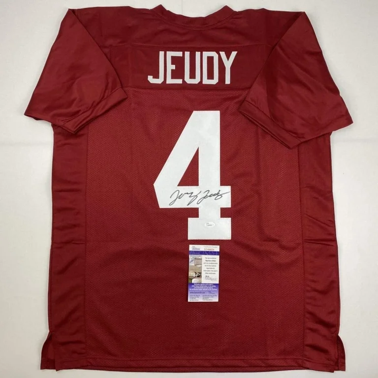 Autographed/Signed JERRY JEUDY Alabama Red College Jersey JSA COA Auto