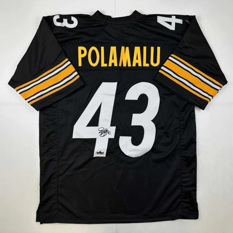 Facsimile Autographed Troy Polamalu Pittsburgh Black Jersey Size Men's XL