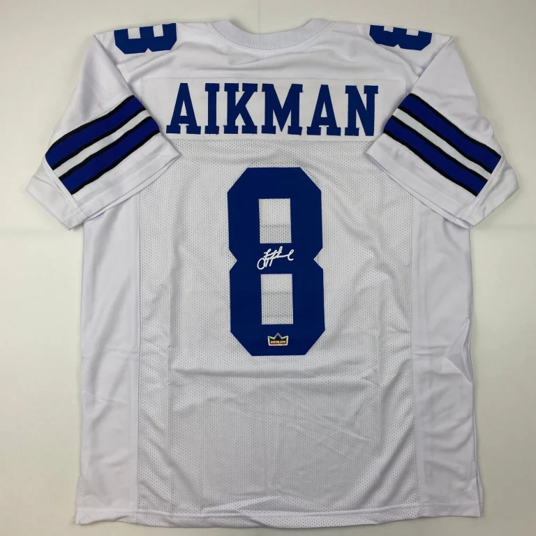 Facsimile Autographed Troy Aikman Dallas White Reprint Jersey Size Mens XL