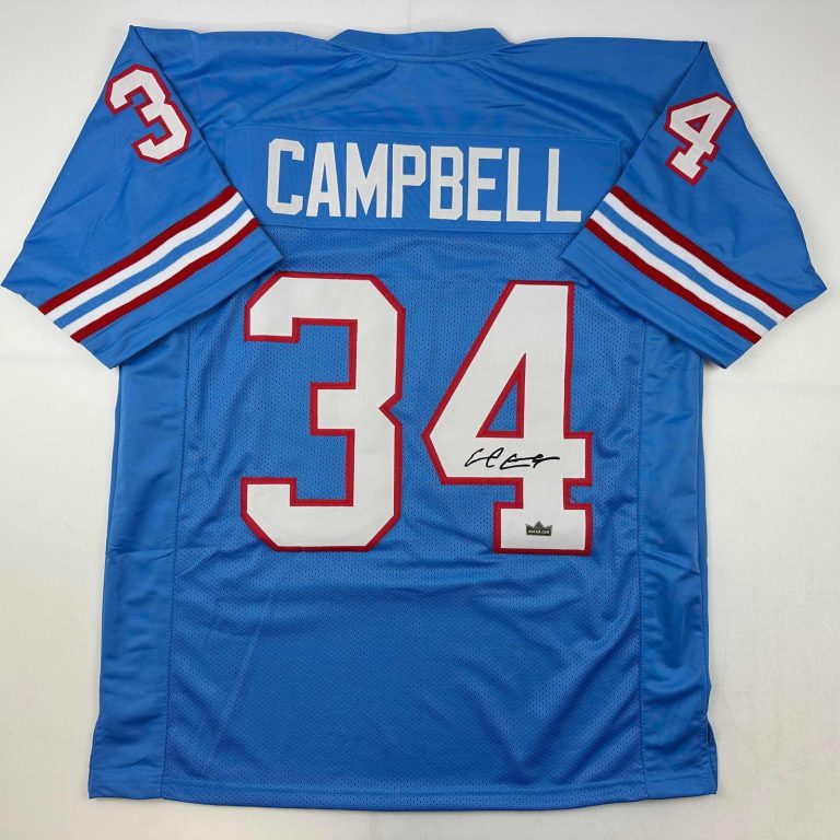 Facsimile Autographed Earl Campbell Houston Blue Jersey Size Men's XL