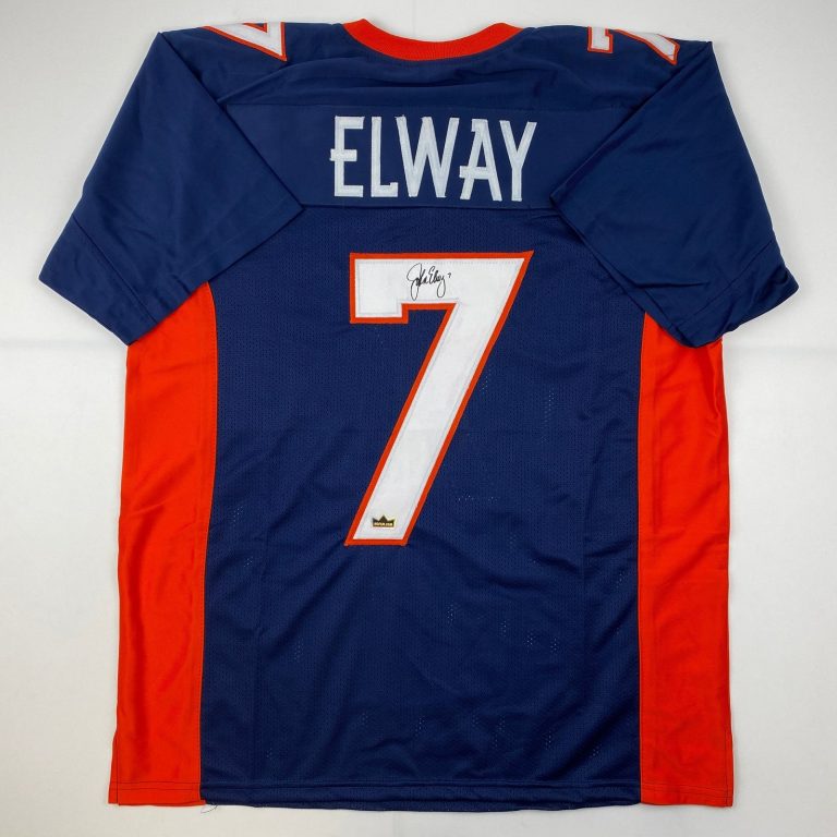 Facsimile Autographed John Elway Denver Blue Reprint Jersey Size Men's XL