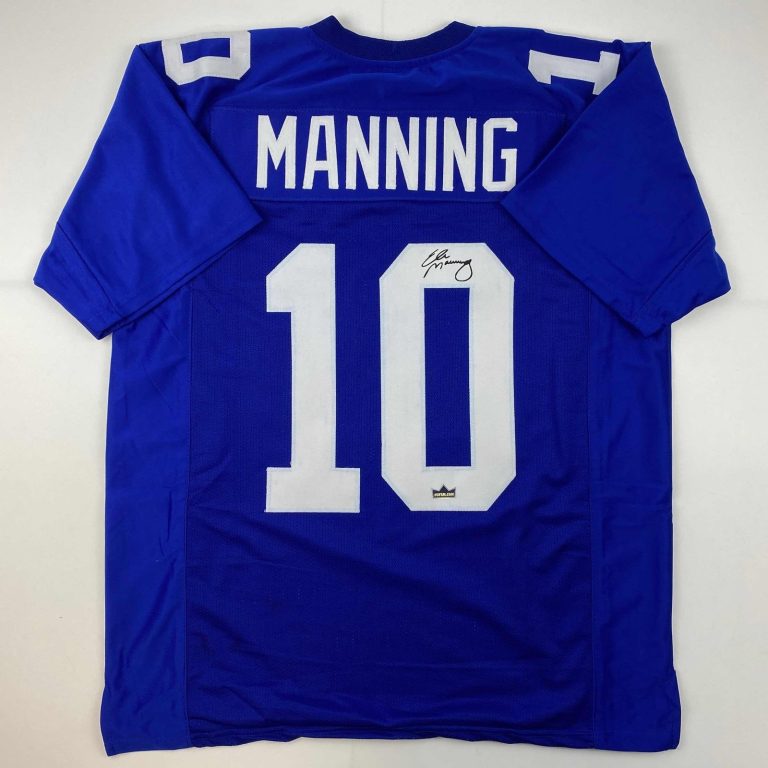 Facsimile Autographed Eli Manning New York Blue Jersey Size Men's XL