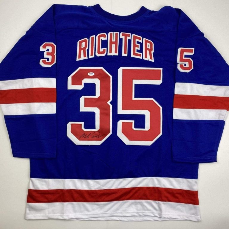 Autographed/Signed MIKE RICHTER New York Blue Jersey PSA/DNA COA Auto