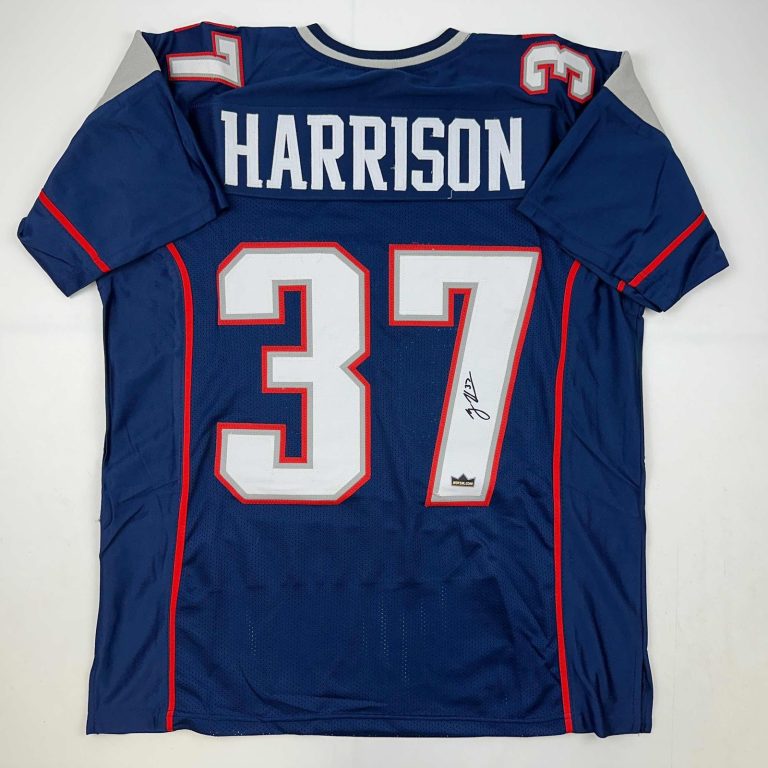 Facsimile Autographed Rodney Harrison New England Blue Jersey Men's XL