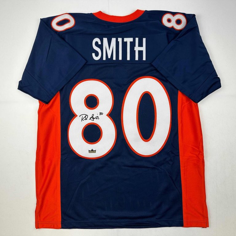 Facsimile Autographed Rod Smith Denver Blue Reprint Jersey Size Men's XL