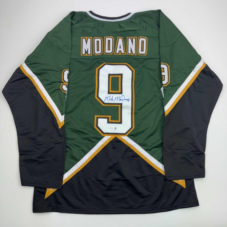 Autographed/Signed Mike Modano 99 Cup Dallas Dark Green Jersey Beckett COA