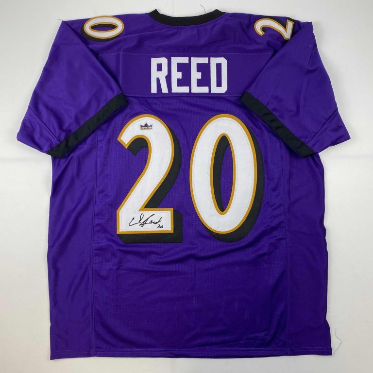 Facsimile Autographed Ed Reed Baltimore Purple Reprint Jersey Size Mens XL