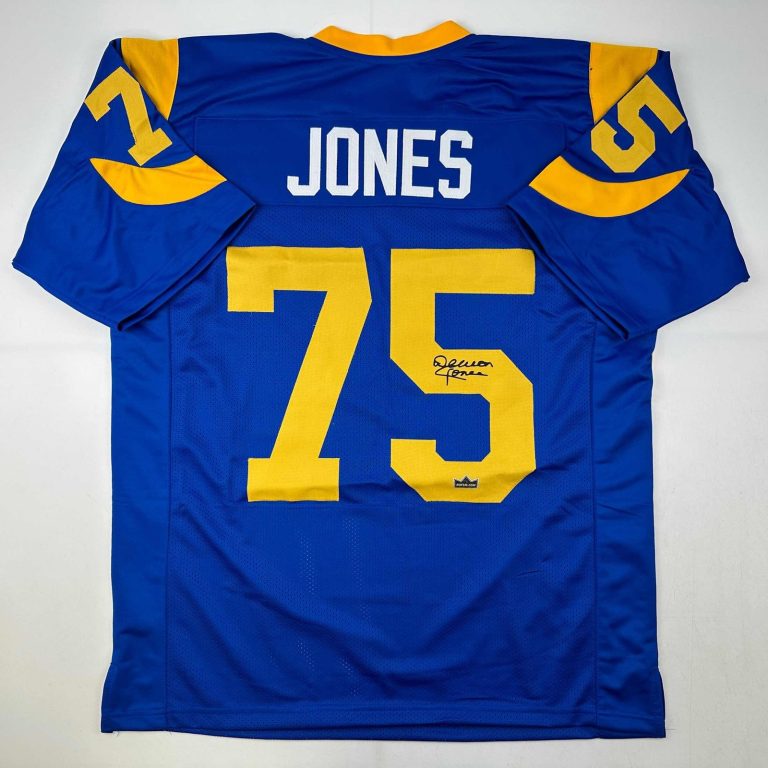Facsimile Autographed Deacon Jones Los Angeles LA Blue Jersey Men's XL
