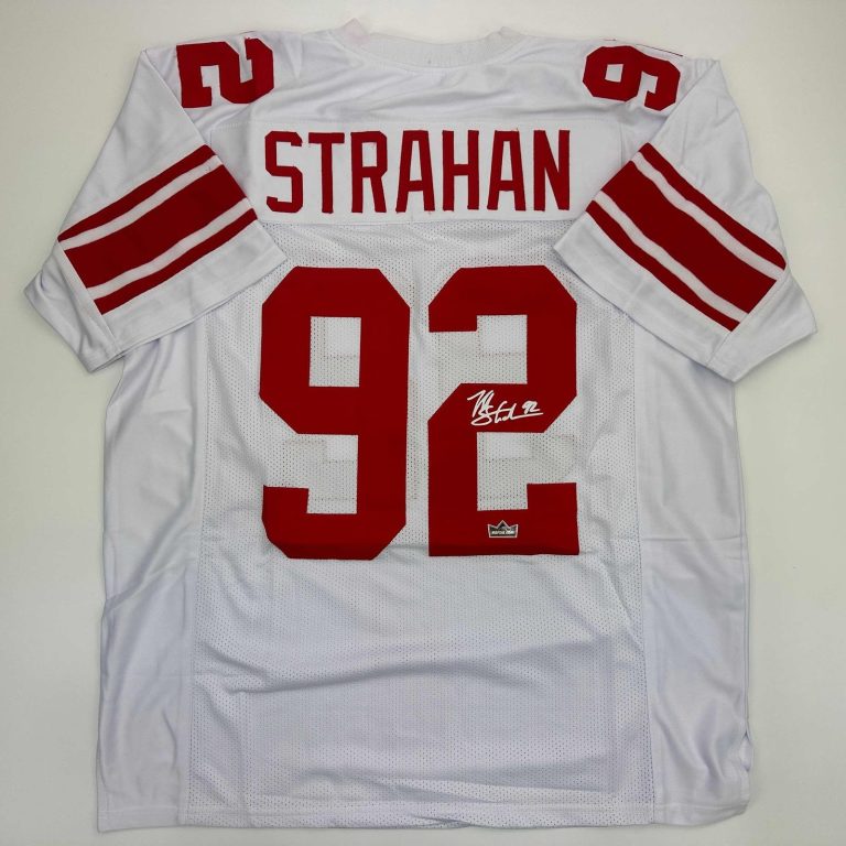 Facsimile Autographed Michael Strahan New York White Jersey Size Mens XL
