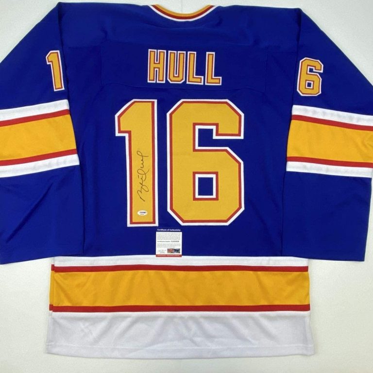 Autographed/Signed Brett Hull St. Louis Retro Blue Jersey PSA/DNA COA