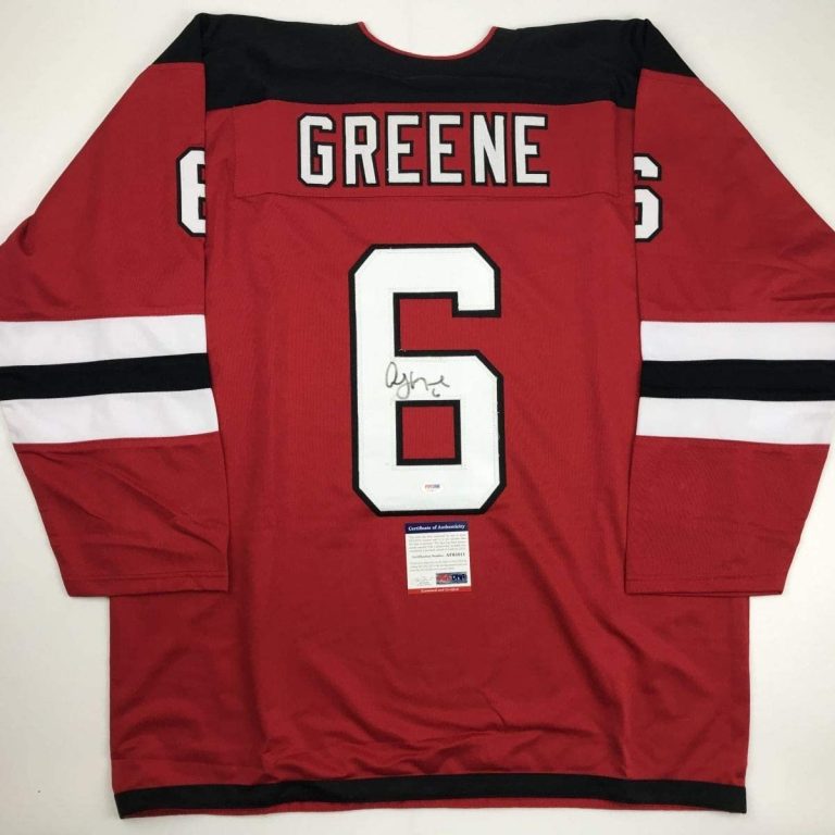 Autographed/Signed ANDY GREENE New Jersey Red Jersey PSA/DNA COA Auto