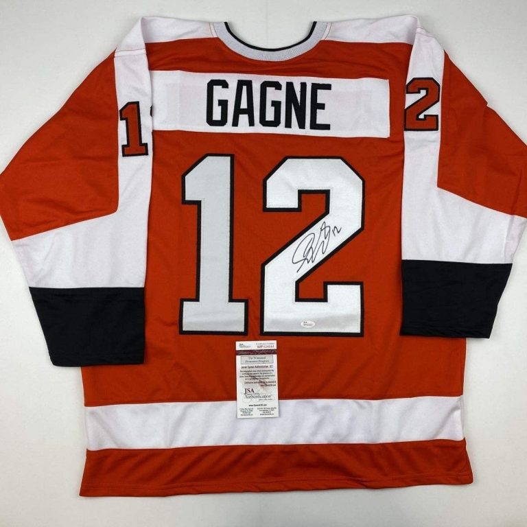 Autographed/Signed SIMON GAGNE Philadelphia Orange Jersey JSA COA Auto