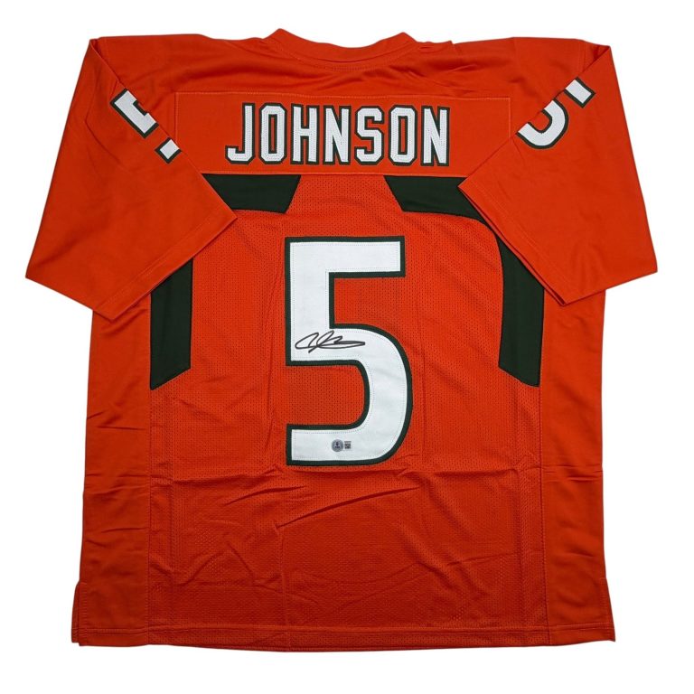 Autographed/Signed ANDRE JOHNSON Miami Orange College Jersey JSA COA