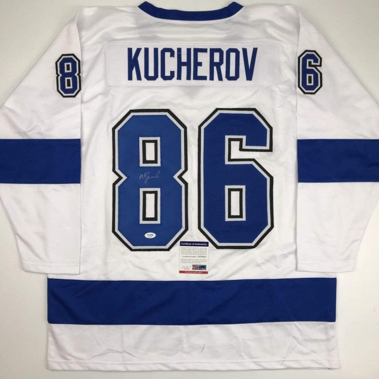 Autographed/Signed Nikita Kucherov Tampa Bay White Jersey PSA/DNA COA