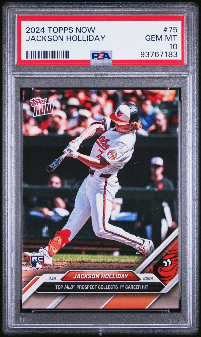 Graded 2024 Topps Now Jackson Holliday #75 1st Career Hit Card PSA 10