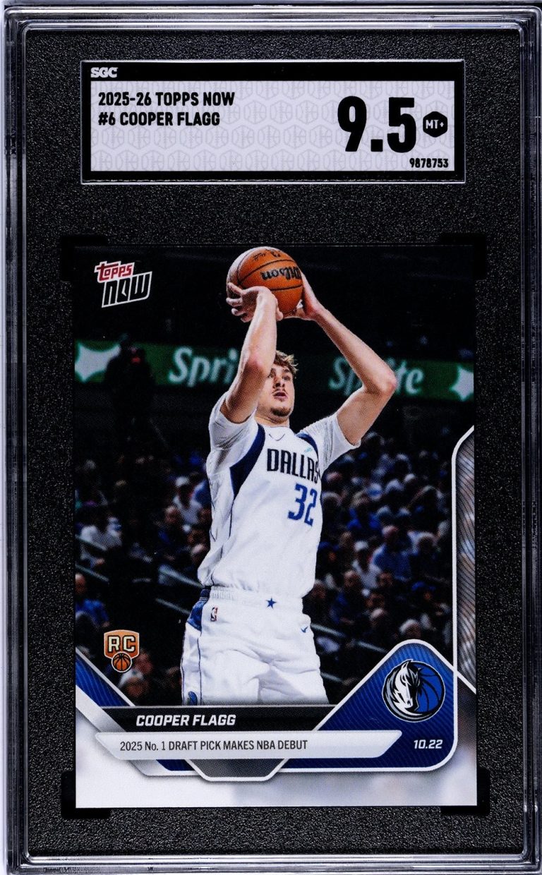 Graded 2025 Topps Now Cooper Flagg #6 Rookie RC Card SGC 9.5 Mint+