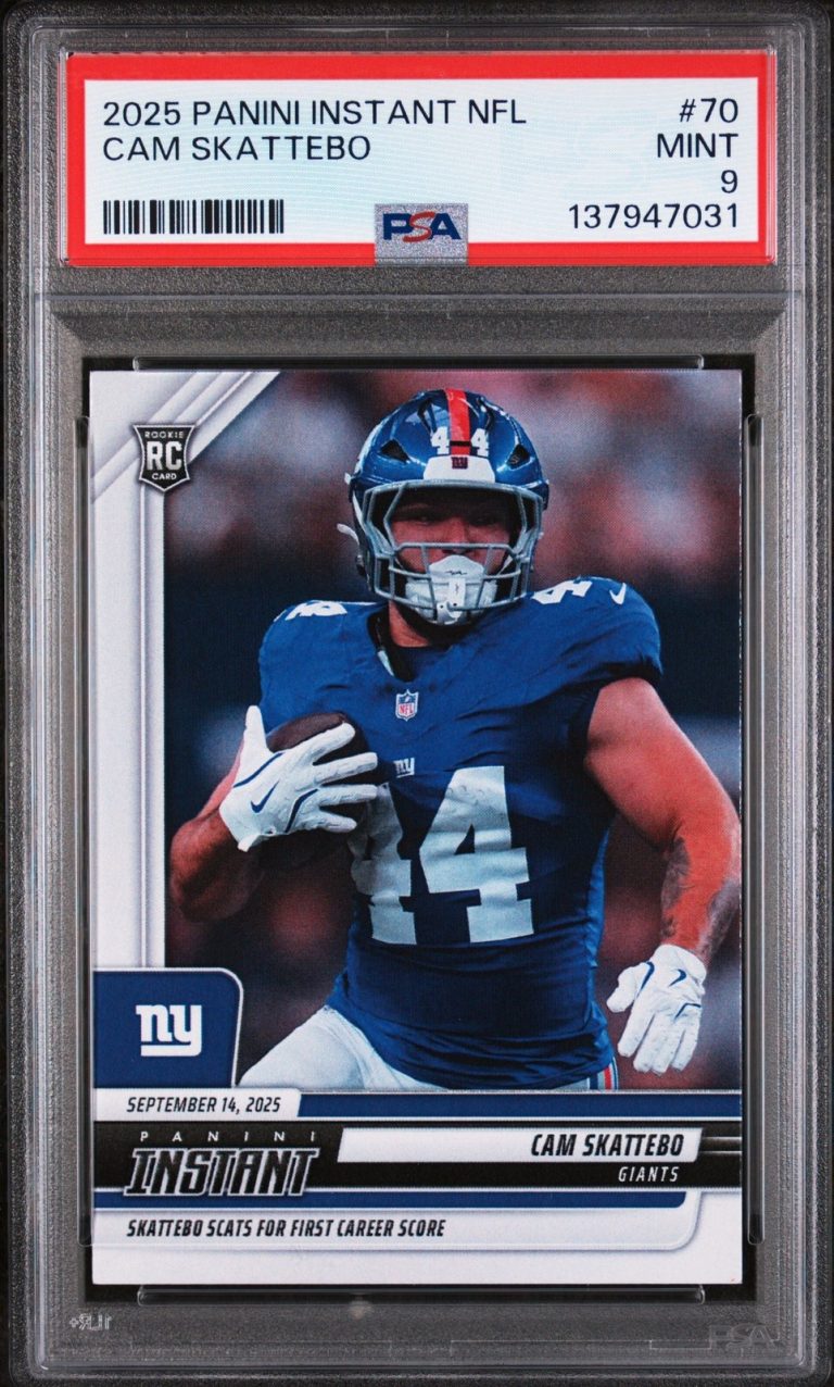 Graded 2025 Panini Instant Cam Skattebo #70 Rookie RC Card PSA 9 Mint