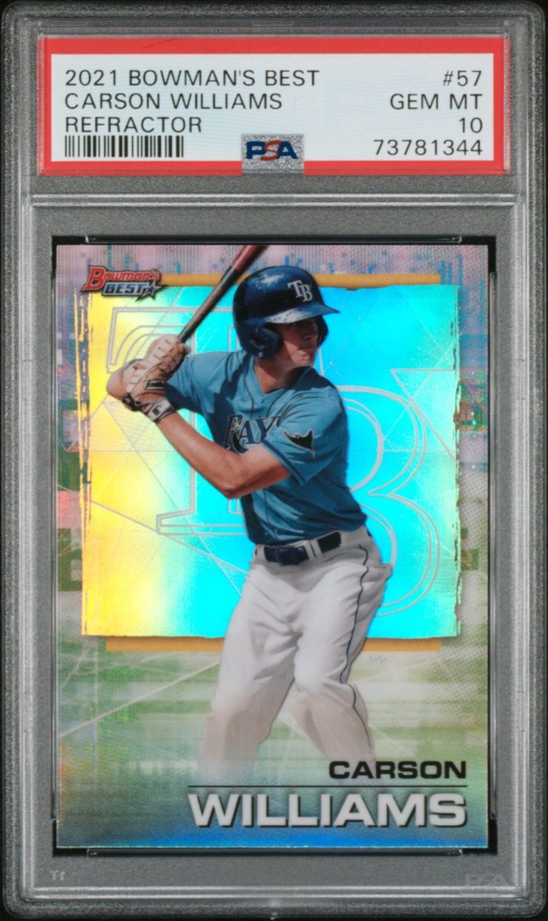 Graded 2021 Bowmans Best Carson Williams #57 Refractor RC Card PSA 10