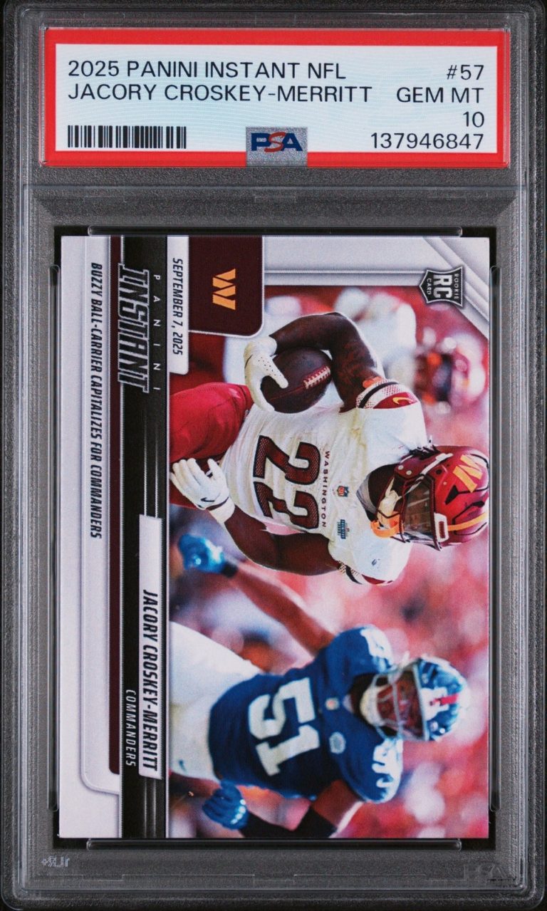 Graded 2025 Panini Instant Jacory Croskey-Merritt #57 RC Card PSA 10