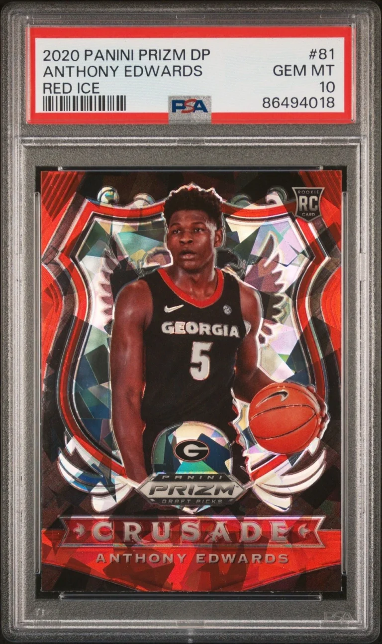 Graded 2020 Panini Prizm Anthony Edwards #81 Red Ice RC Card PSA 10