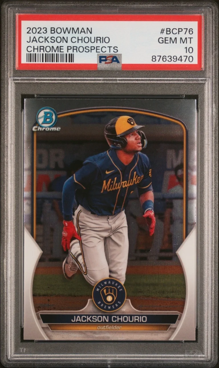 Graded 2023 Bowman Jackson Chourio #BCP76 Chrome Prospects Card PSA 10
