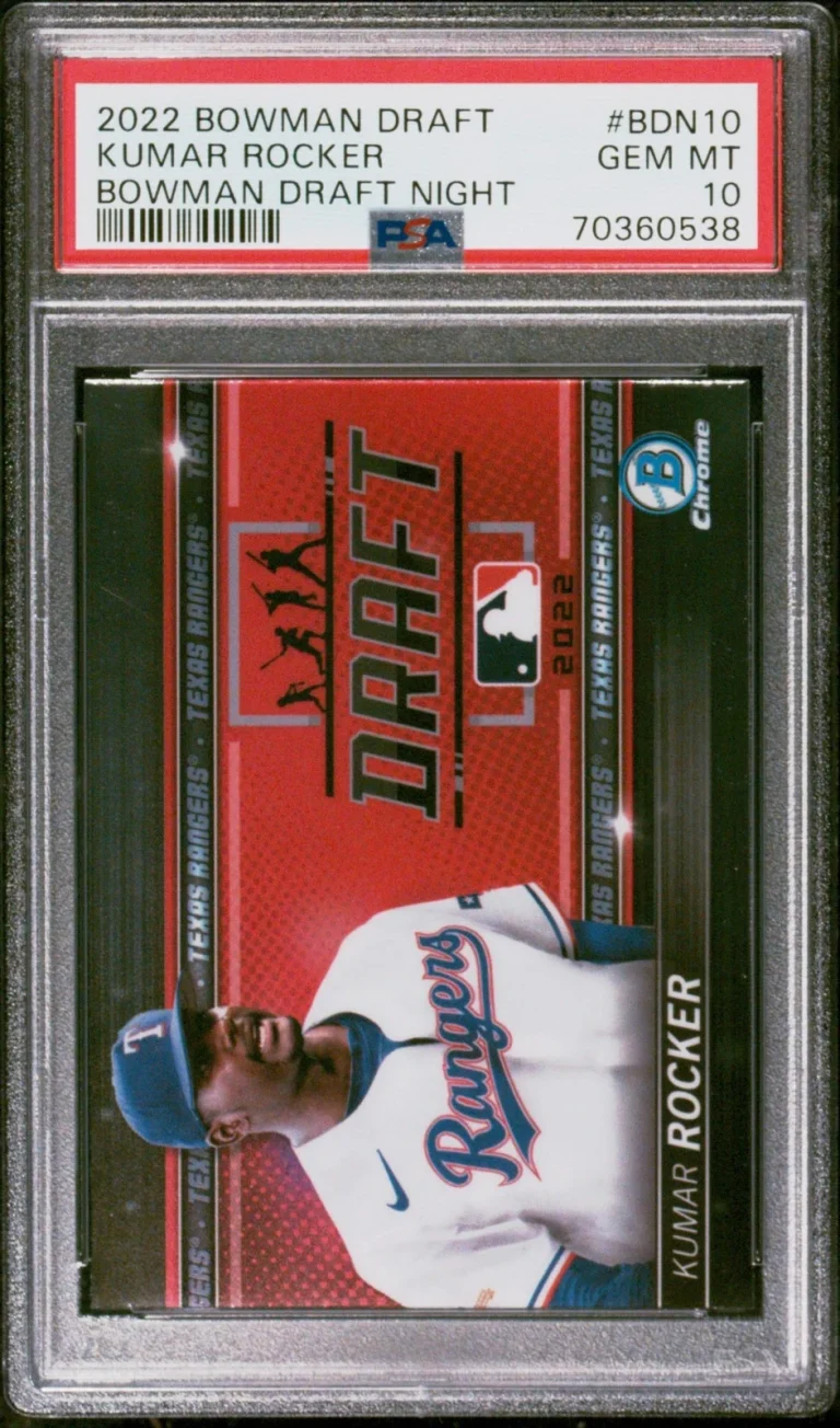 Graded 2022 Bowman Draft Kumar Rocker #BDN10 Draft Night RC Card PSA 10