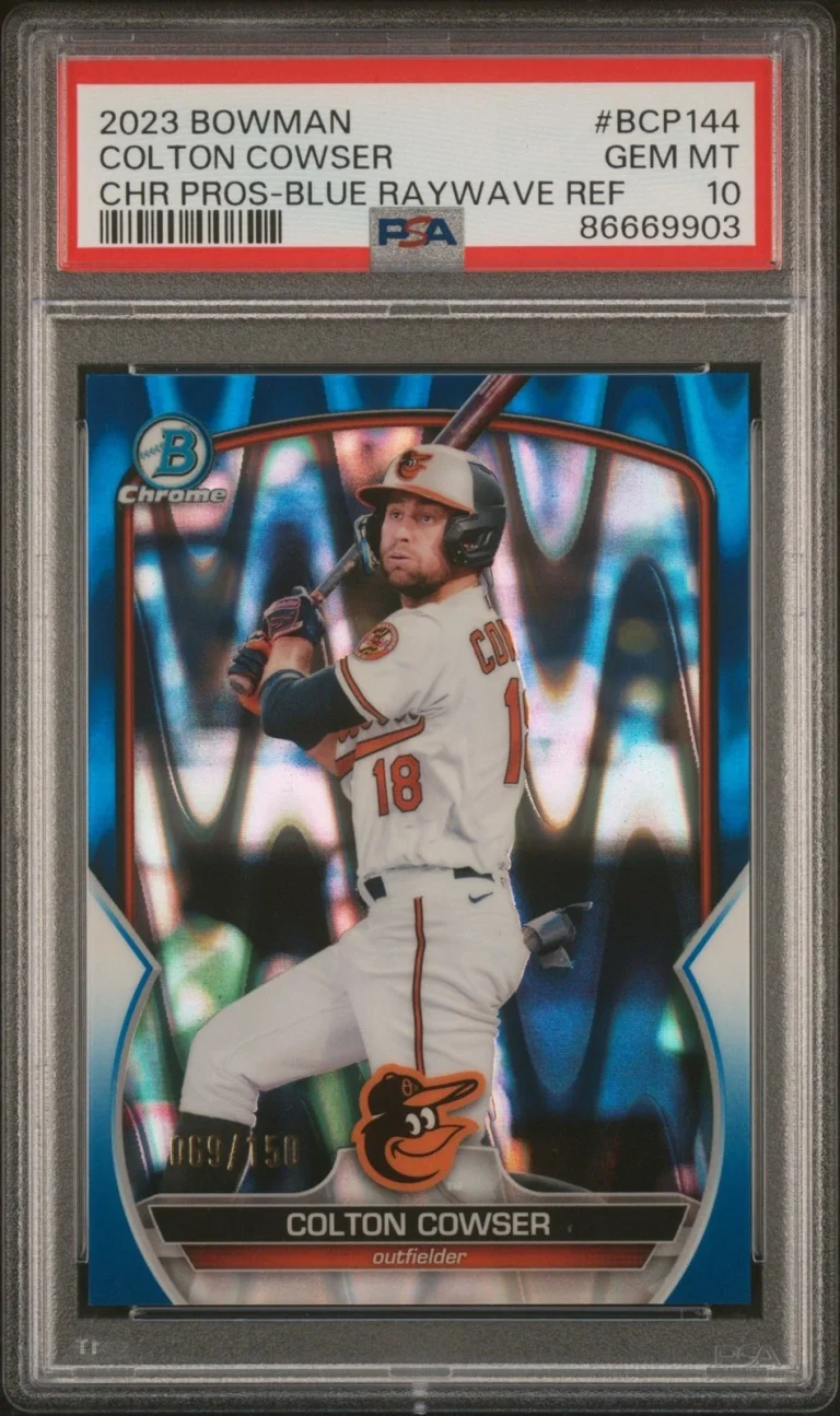 Graded 2023 BWM Colton Cowser #BCP144 BlueWave REF #/150 RC Card PSA 10