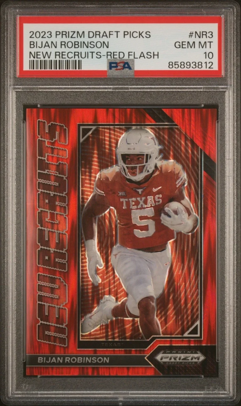 Graded 2023 Prizm DP Bijan Robinson #NR3 New REC Red Flash Card PSA 10