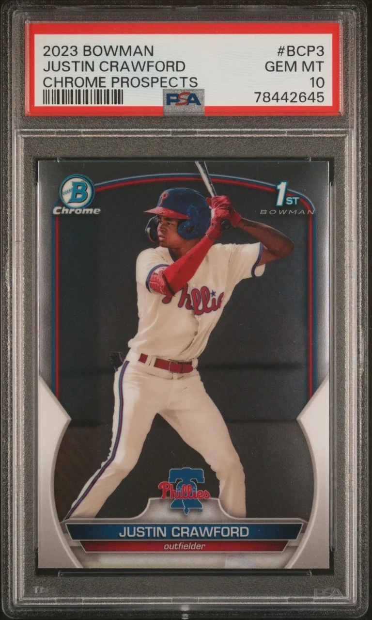 Graded 2023 Bowman Justin Crawford #BCP3 Chrome Prospects Card PSA 10