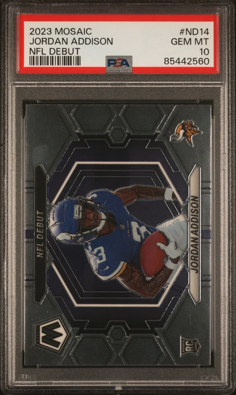 Graded 2023 Panini Mosaic Jordan Addison #ND14 NFL Debut RC Card PSA 10