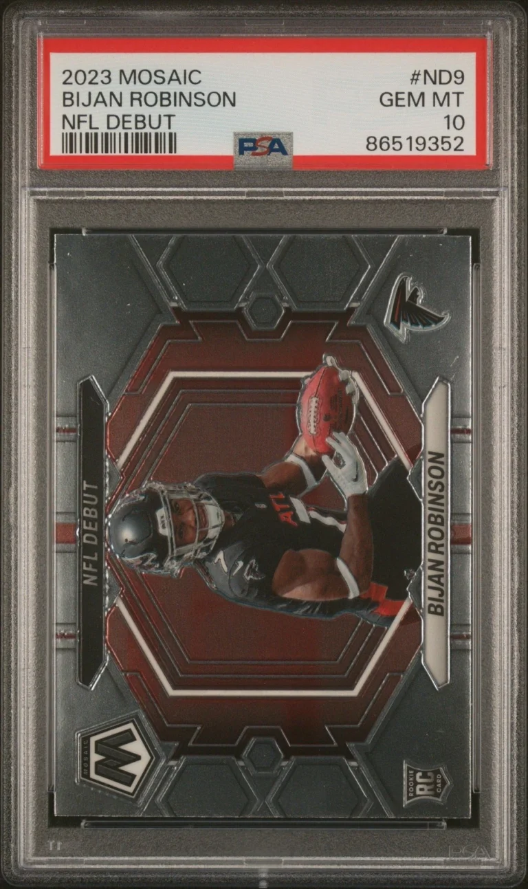 Graded 2023 Panini Mosaic Bijan Robinson #ND9 NFL Debut RC Card PSA 10