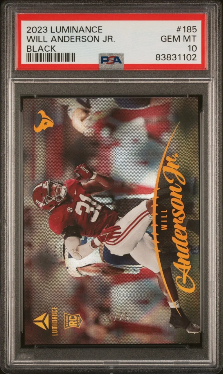 Graded 2023 Panini Luminance Will Anderson #185 Black RC Card PSA 10