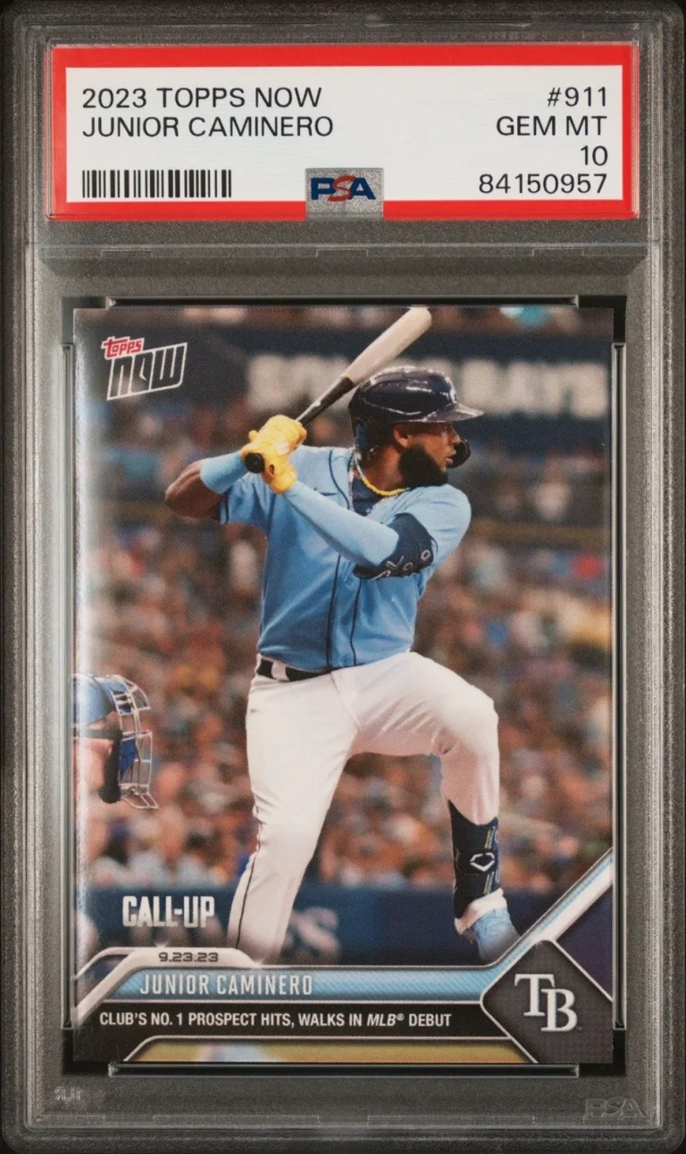 Graded 2023 Topps Now Junior Caminero #911 Rookie RC Card PSA 10 Gem