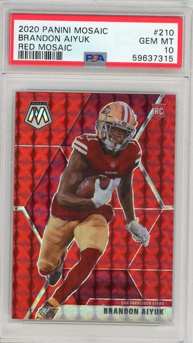 Graded 2020 Panini Mosaic Brandon Aiyuk #210 Red Mosaic RC Card PSA 10