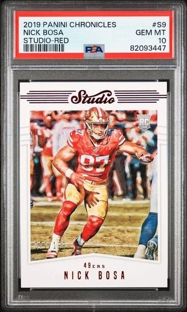 Graded 2019 Chronicles Nick Bosa #S9 Studio Red Rookie Football Card PSA 10