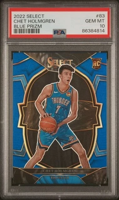 Graded 2022 Panini Select Chet Holmgren #83 Blue Prizm Card PSA 10