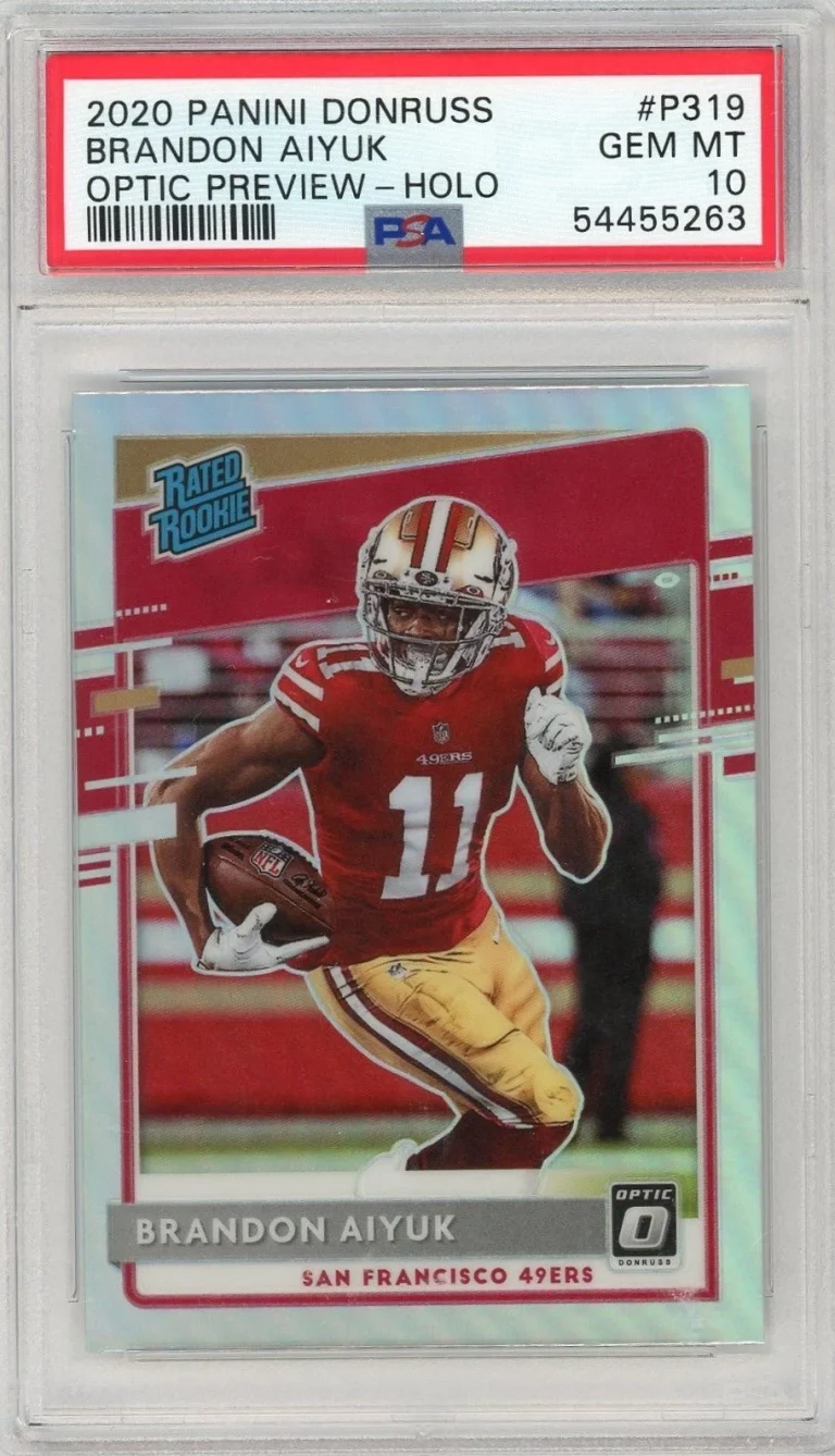 Graded 2020 Donruss Brandon Aiyuk #P319 Optic Preview Holo Card PSA 10