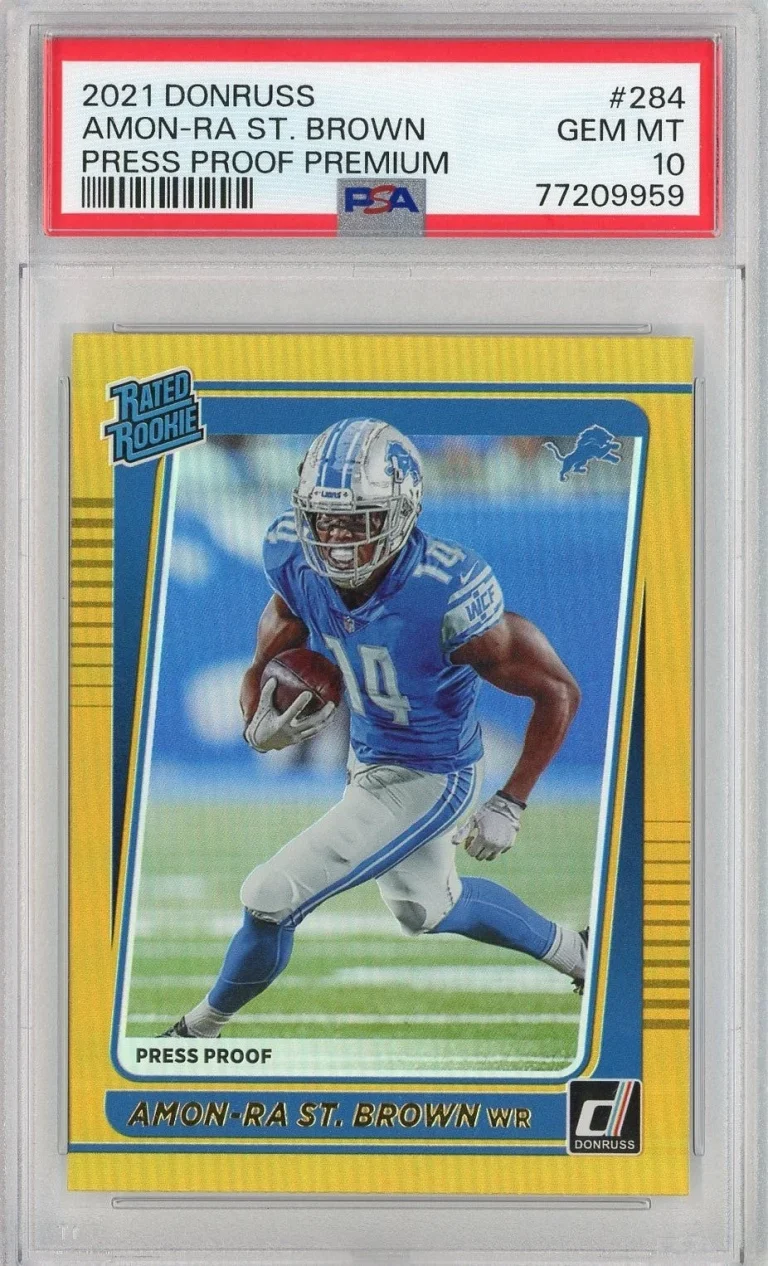 Graded 2021 Donruss Amon-Ra St. Brown #284 Press Proof Prem Card PSA 10