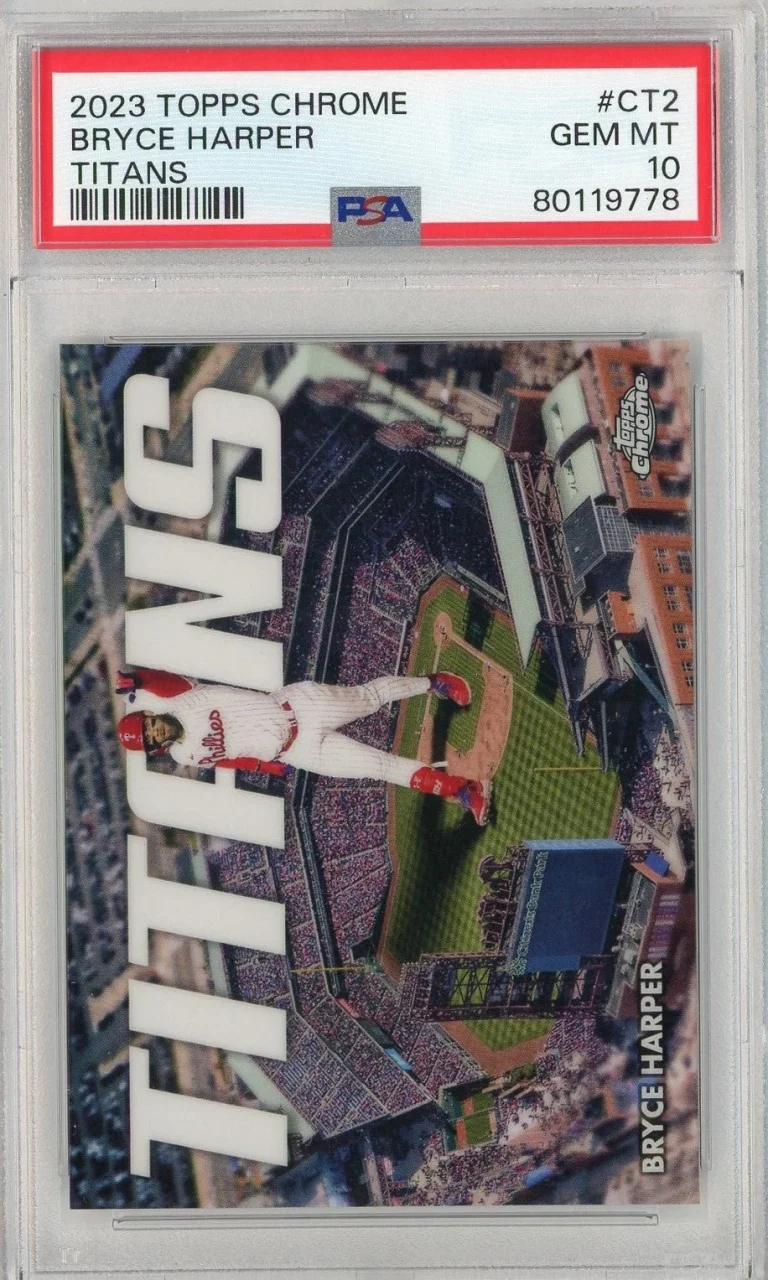 Graded 2023 Topps Chrome Bryce Harper #CT2 Titans Card PSA 10 Gem Mint