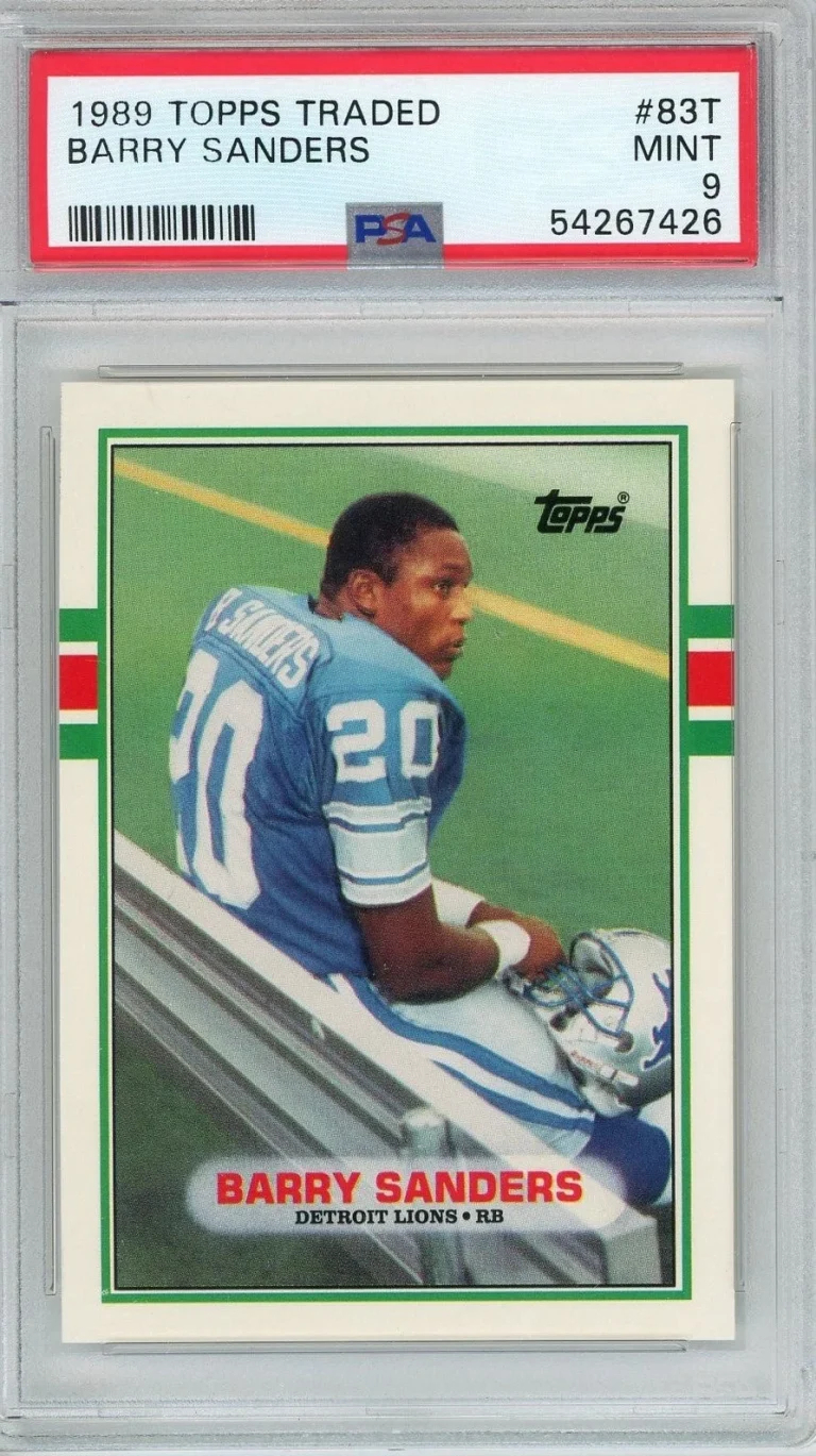 Graded 1989 Topps Traded Barry Sanders #83T Rookie RC Card PSA 9 Mint