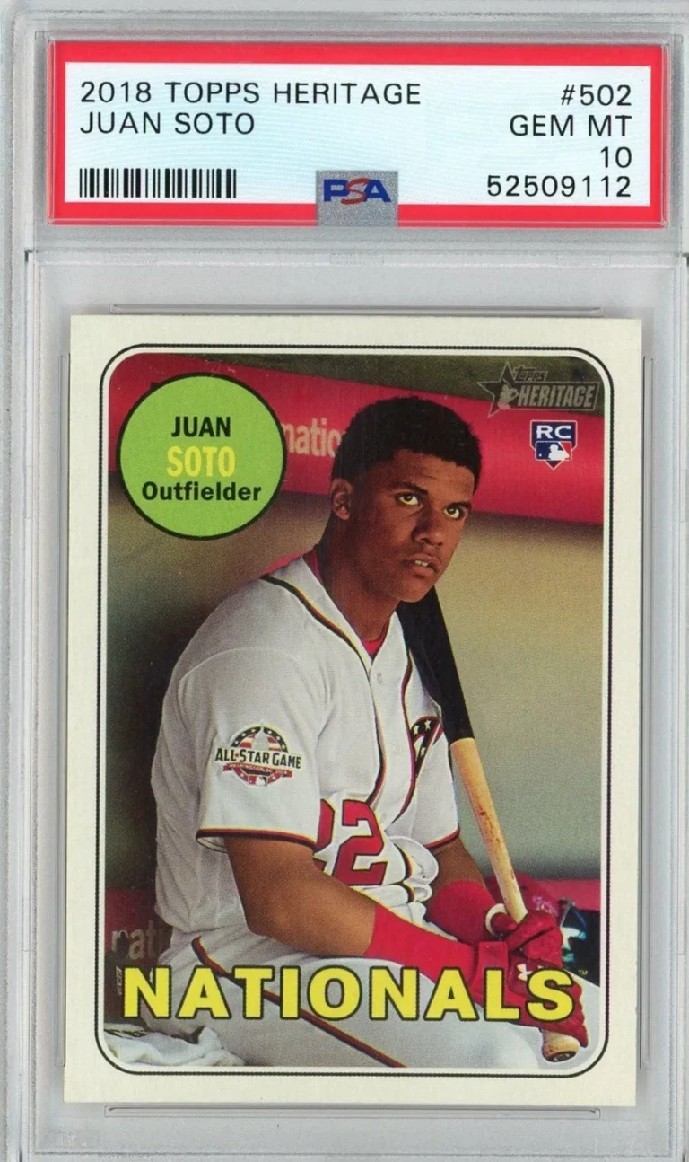 Graded 2018 Topps Heritage Juan Soto #502 Rookie RC Card PSA 10 Mint