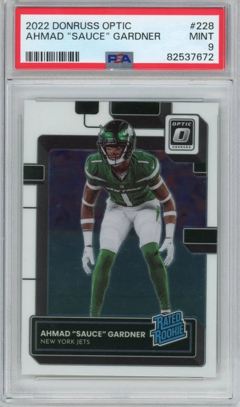 Graded 2022 Panini Donruss Optic Ahmad Sauce Gardner #228 Rookie Card PSA 9