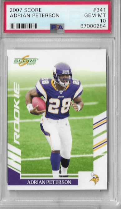 Graded 2007 Score Adrian Peterson #341 Rookie RC Card PSA 10 Gem Mint