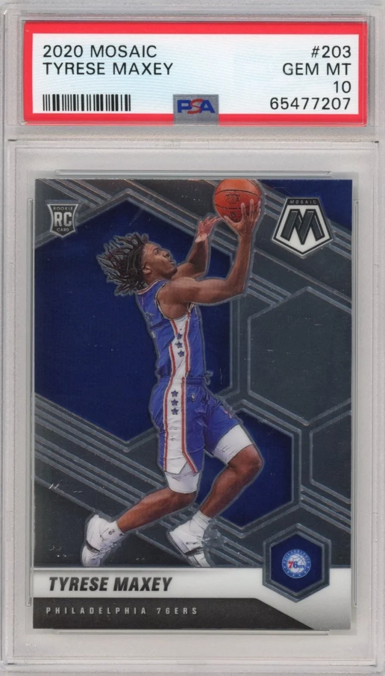 Graded 2020-21 Panini Mosaic Tyrese Maxey #203 Rookie RC Card PSA 10