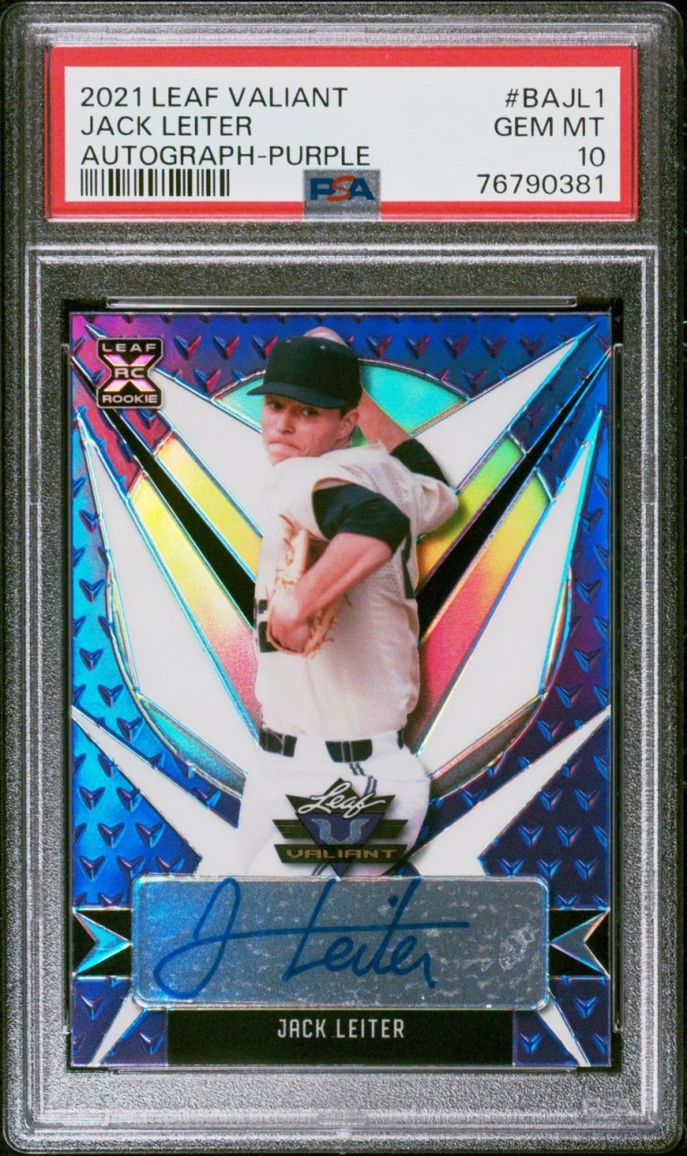 Graded 2021 Leaf Valiant Jack Leiter #BAJL1 Auto Purp #/50 Card PSA 10