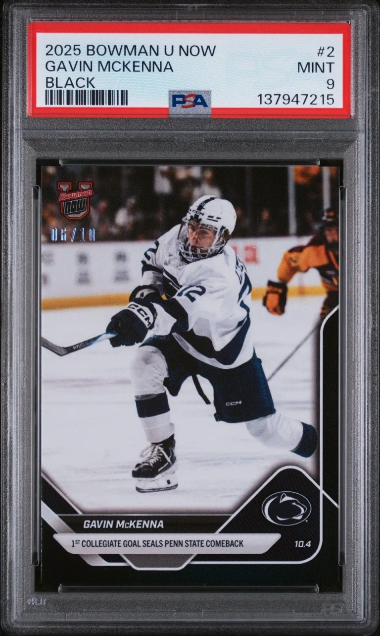 Graded 2025 Bowman U Now Gavin McKenna #2 Black Foil /10 RC Card PSA 9