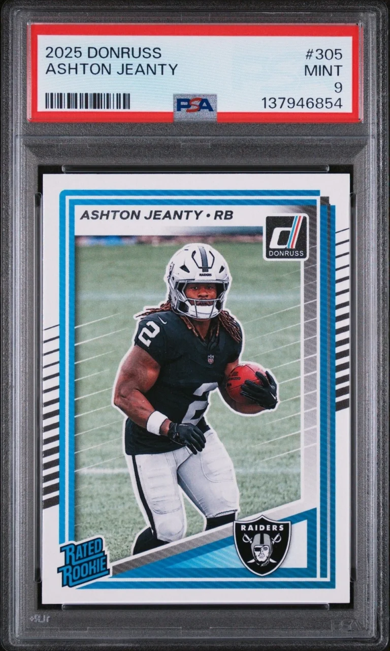 Graded 2025 Panini Donruss Ashton Jeanty #305 Rookie RC Card PSA 9 Mint