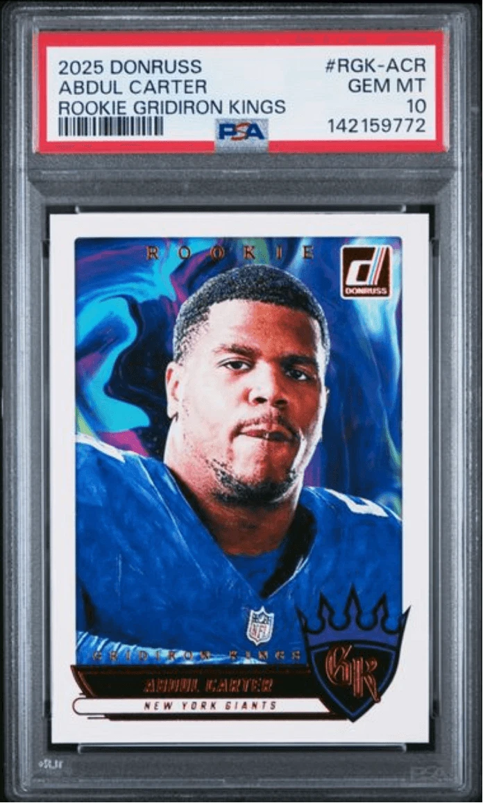 Graded 2025 Donruss Abdul Carter #RGKACR Gridiron Kings RC Card PSA 10