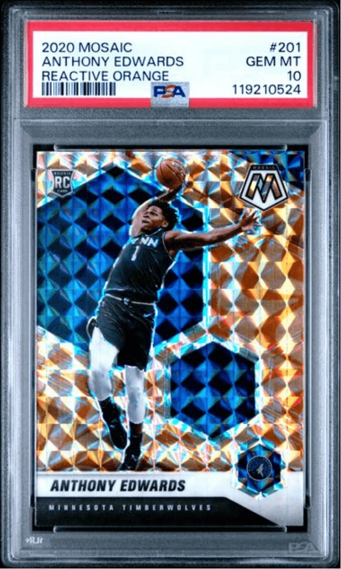 Graded 2020-21 Mosaic Anthony Edwards #201 Reactive Orange Card PSA 10